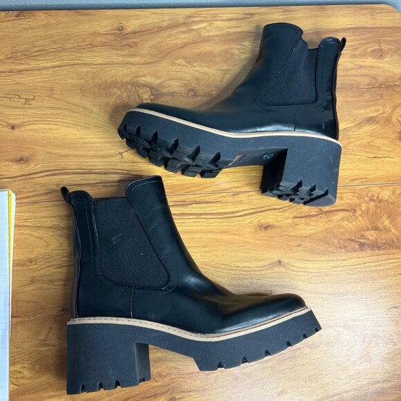 Dolce Vida Tobias Chelsea Boot Womens Size 10 Chunky Lug Sole Pull On Black NEW - Picture 6 of 8